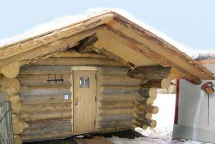 Blocksauna im Aussenbereich des Romantik Hotel Gut Schmelmerhof, St. Englmar