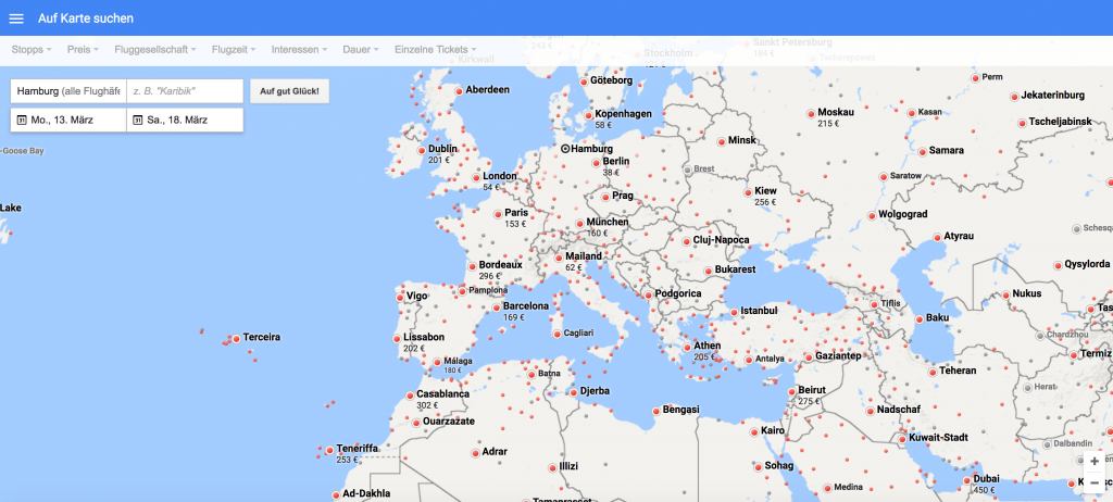 Schnäppchenflüge suchen mit Google Flights