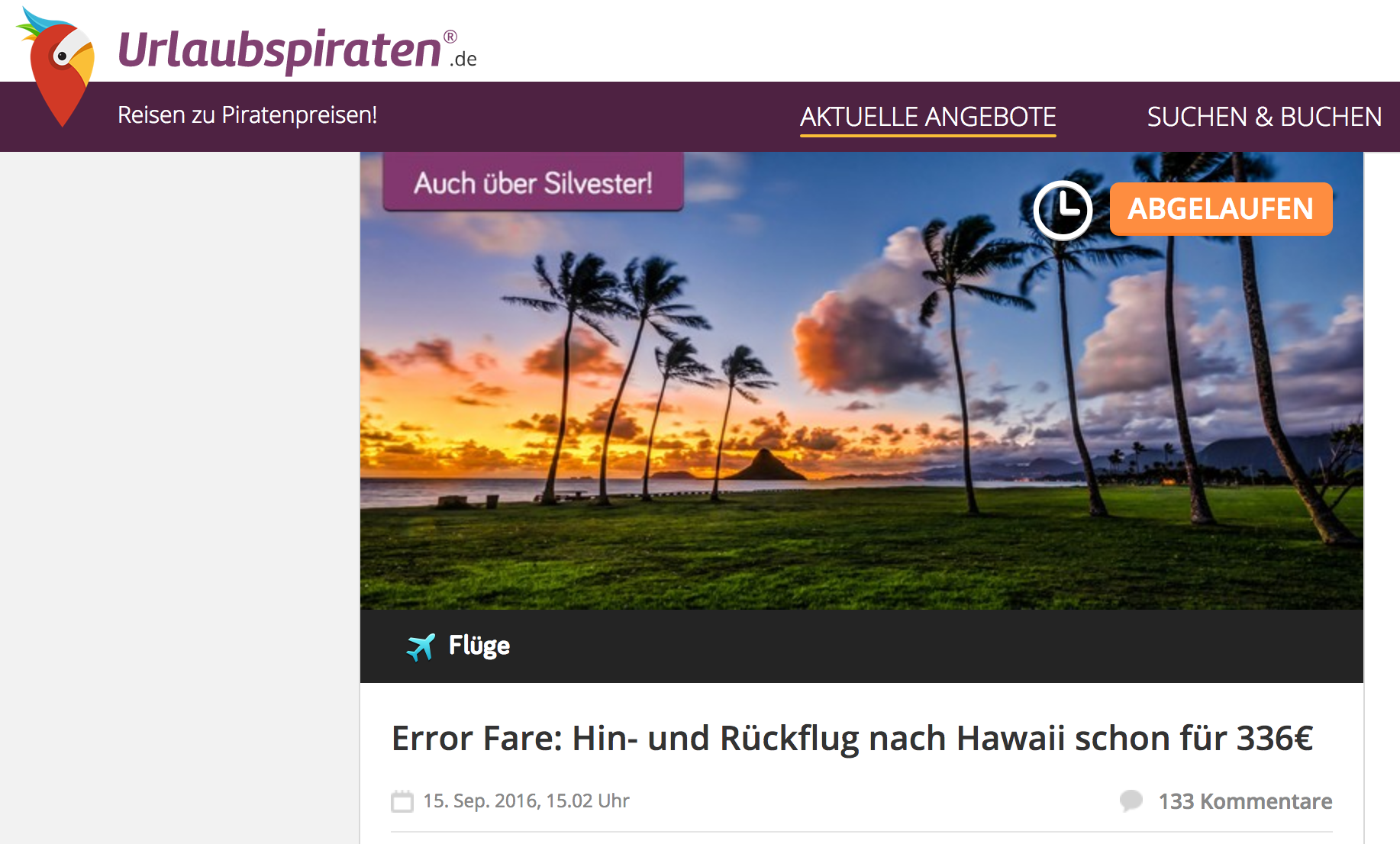 Error Fare: Hin- und Rueckflug nach Hawaii