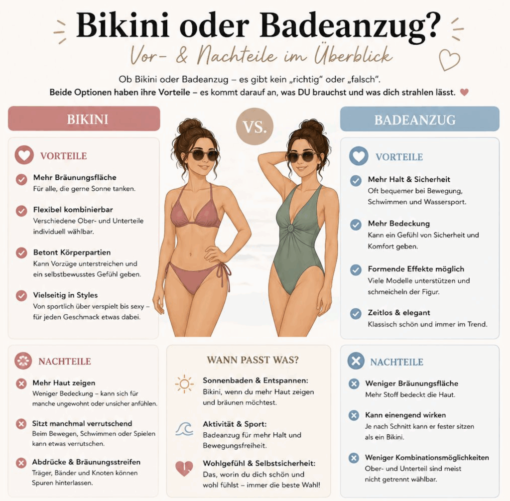 Schaubild: Bikini oder Badeanzug, was passt besser zu mir 