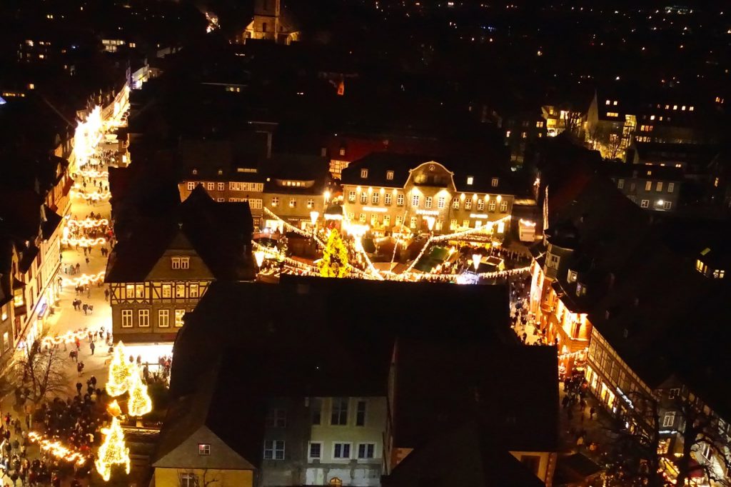 Weihnachtsmarkt Goslar Blick von der Himmelsleiter