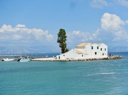 Blick auf die Klosterinsel Korfu