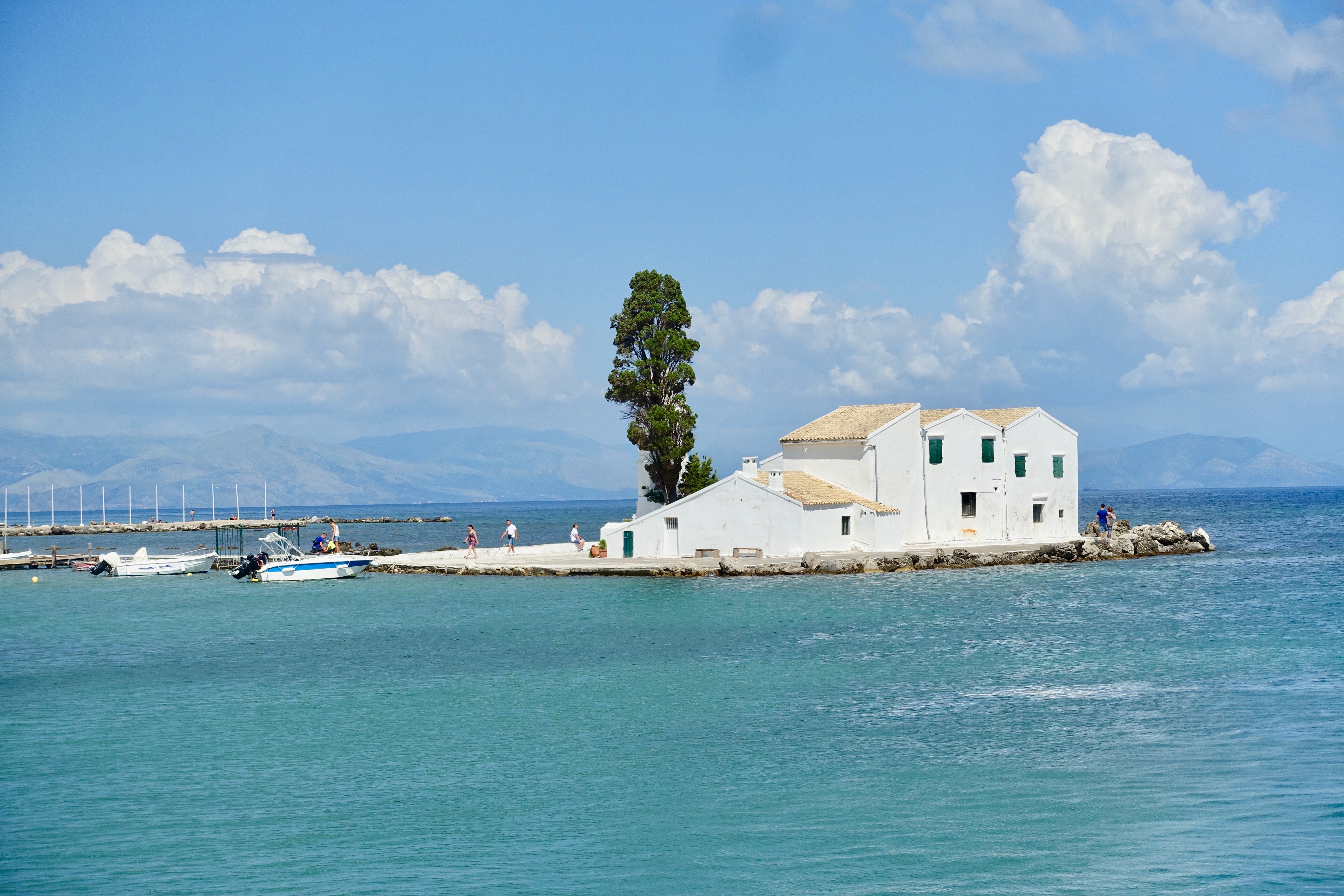 Blick auf die Klosterinsel Korfu