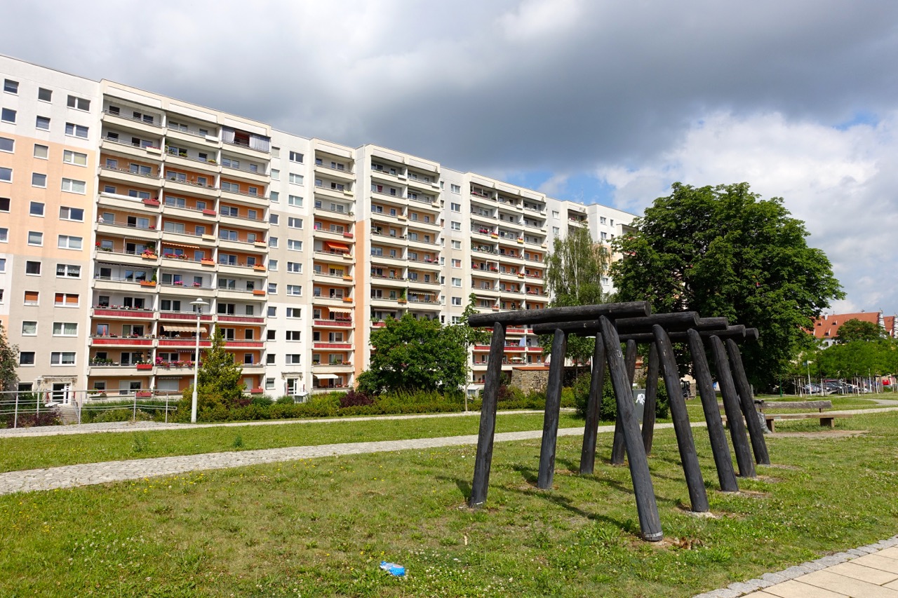 Plattenbau am Rand der Zwickauer Innenstadt