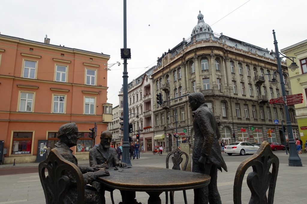 Denkmal für die drei bekanntesten Industriellen in Lodz - Grohman, Scheibler, Poznanski