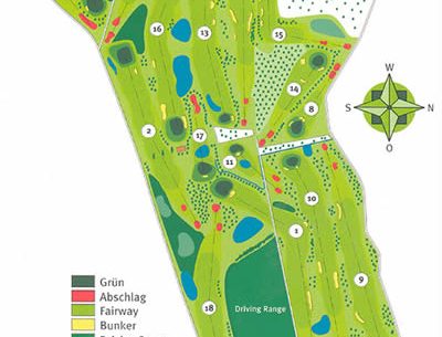 Hier fand unser Golf-Schnuppertraining statt (roter Kreis: hier haben wir uns überwiegend aufgehalten)