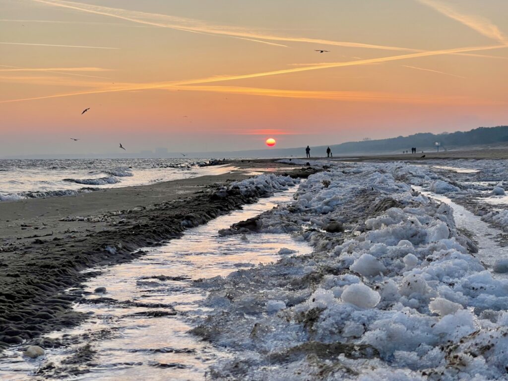 Usedom im Winter, am Strand von Ahlbeck