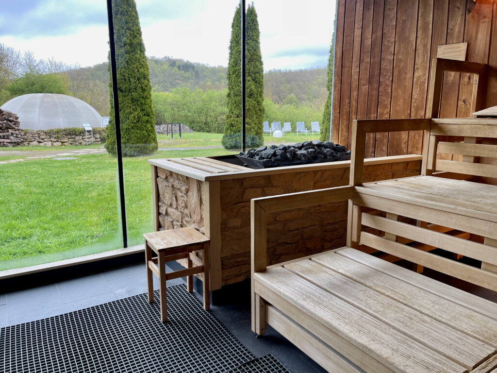 Panoramasauna in der Toskana Therme Bad Sulza mit Blick in die Toskana des Ostens