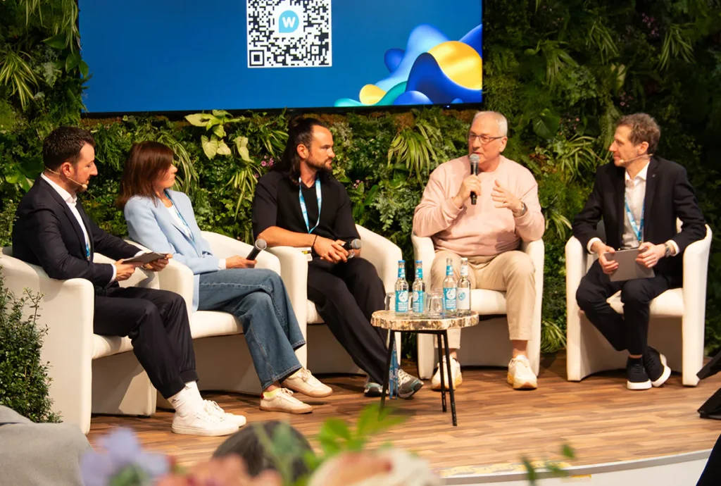 Podiumsdiskussion „Active Spa“ mit Keven Prünster, Jacqueline Schaffrath, Peter Praunsmändtl, Dr. Ronald Burger, Wolfgang Falkner; Foto: ThysTravel